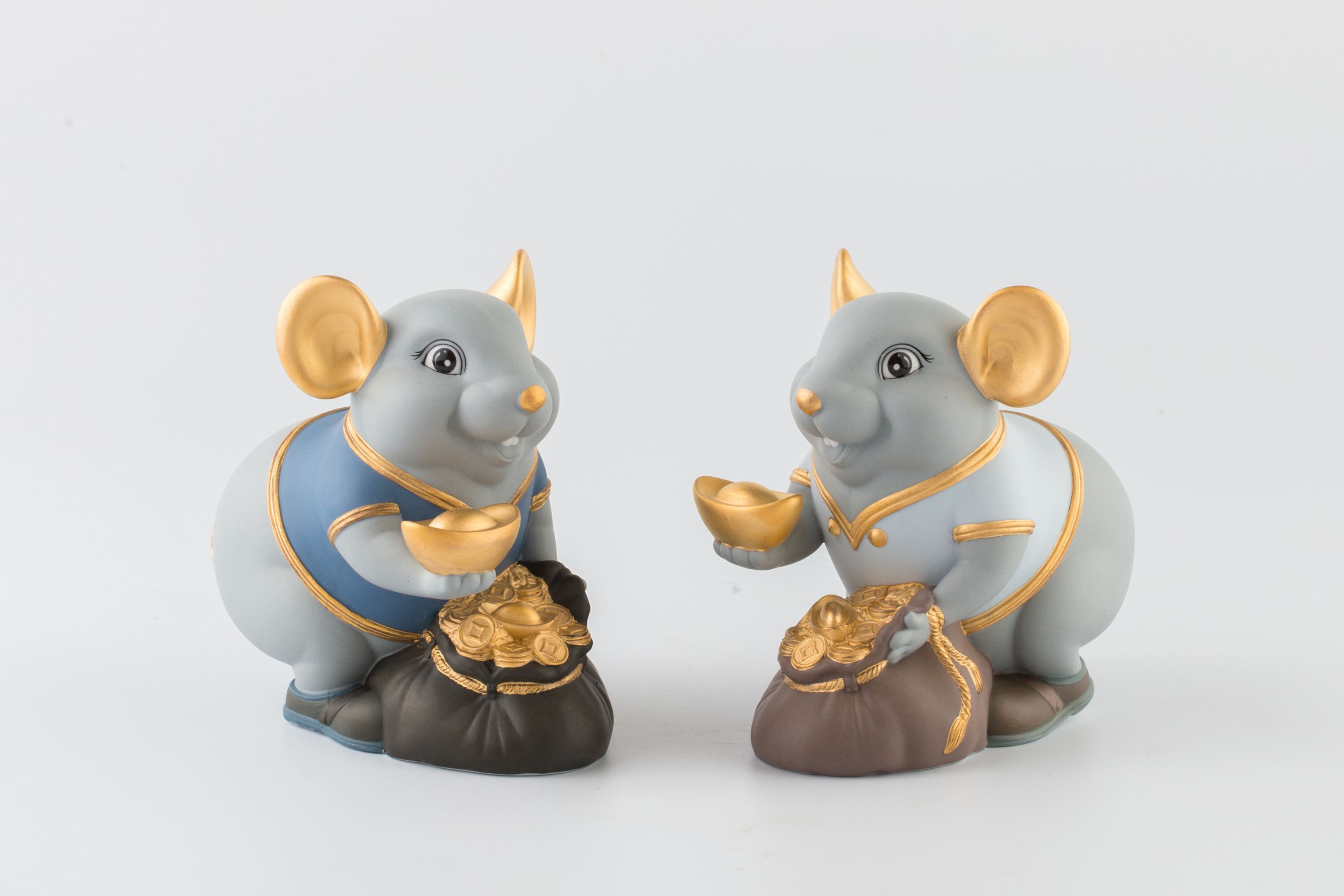 Tượng chuột Phú Quý, tượng chuột sứ Minh Long, quà tặng Tết 2020, tượng chuột màu matt, tượng chuột minh long