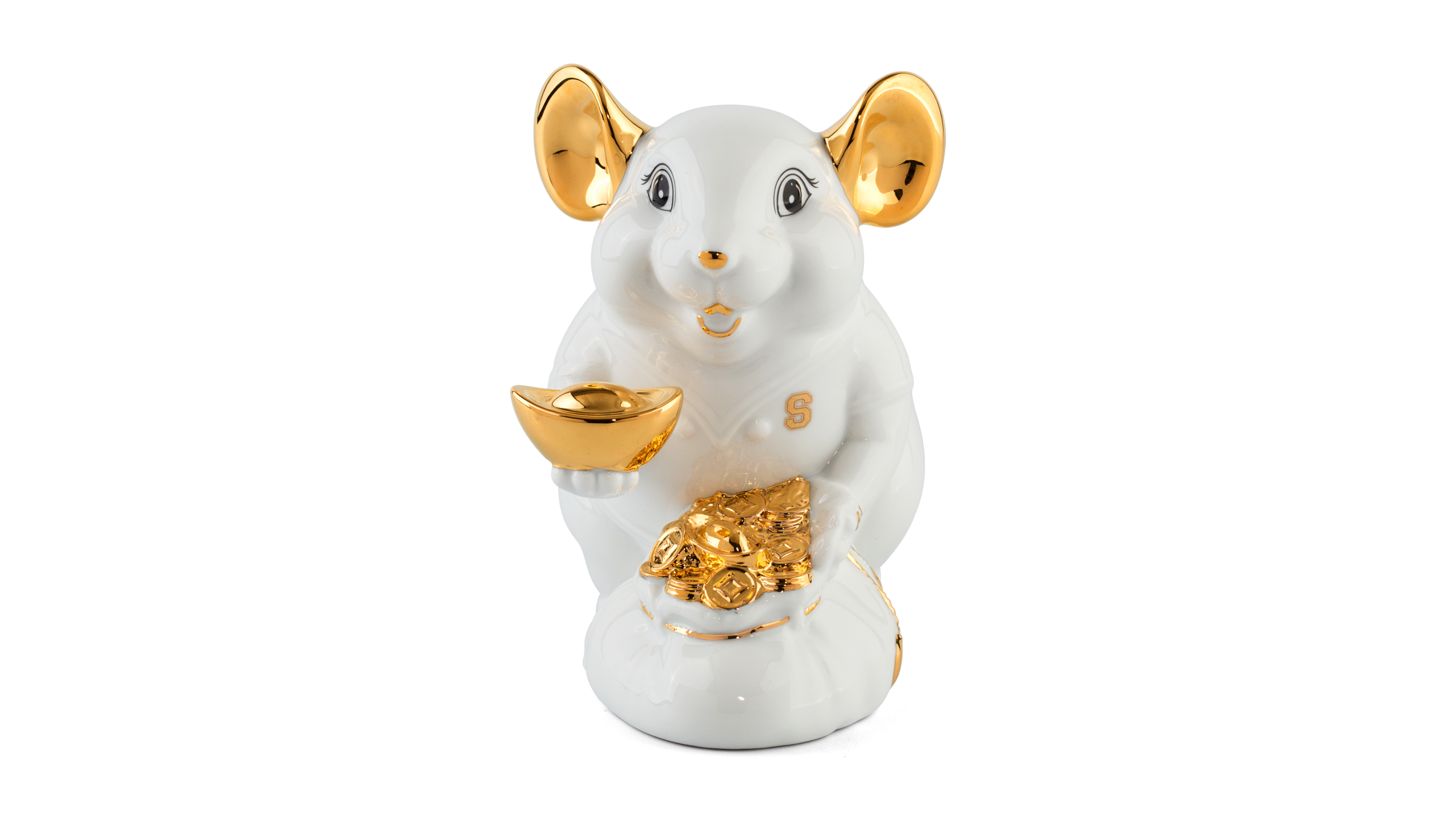 Tượng chuột Phú Quý, tượng chuột sứ Minh Long, quà tặng Tết 2020, tượng chuột in chữ cái