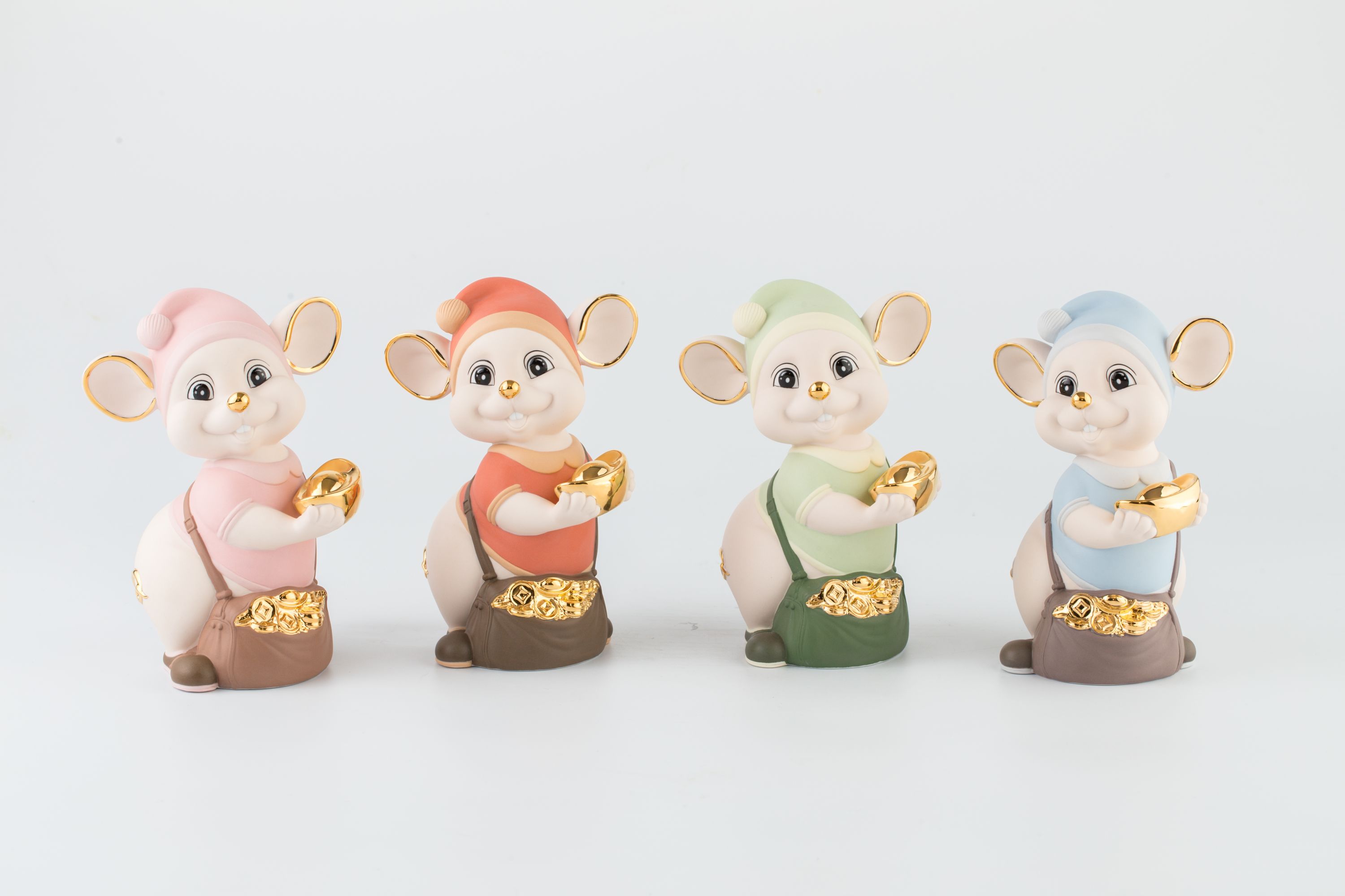 Tượng chuột Phú Quý, tượng chuột sứ Minh Long, quà tặng Tết 2020, tượng chuột màu matt, tượng chuột minh long