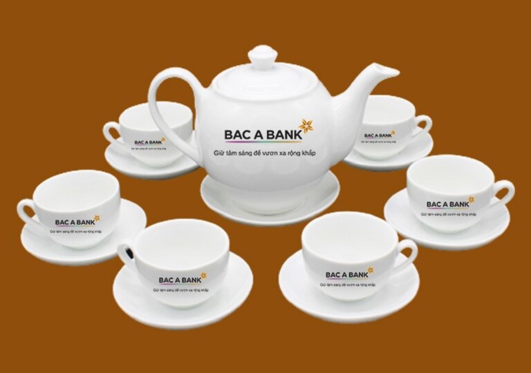 Bộ ấm trà in logo thương hiệu BAC A Bank