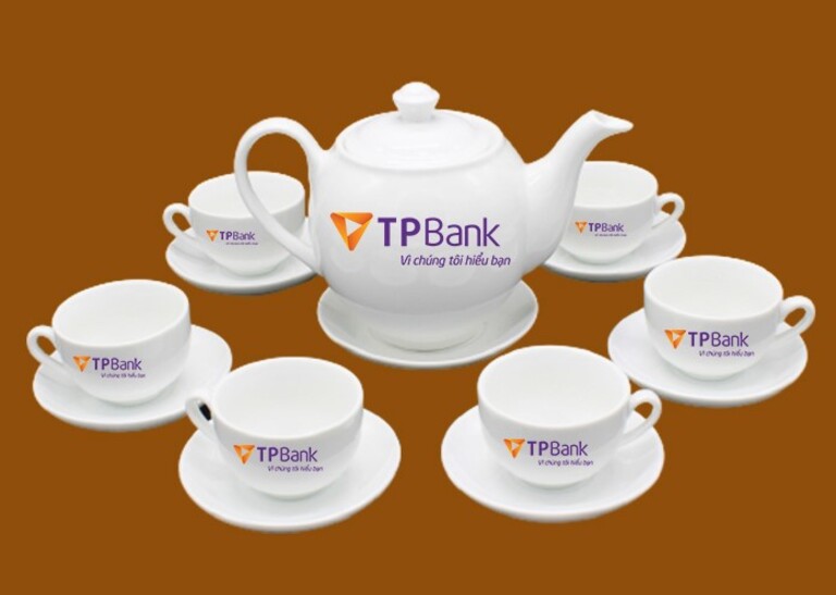 Bộ ấm trà in logo thương hiệu TPbank