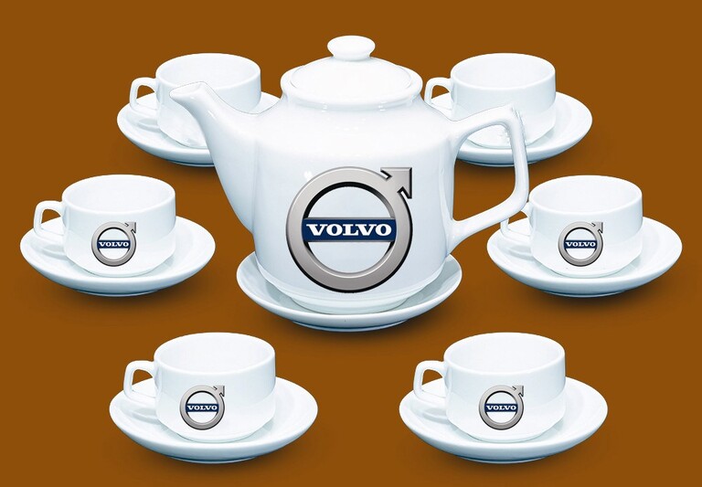 Bộ ấm trà in logo thương hiệu Volvo