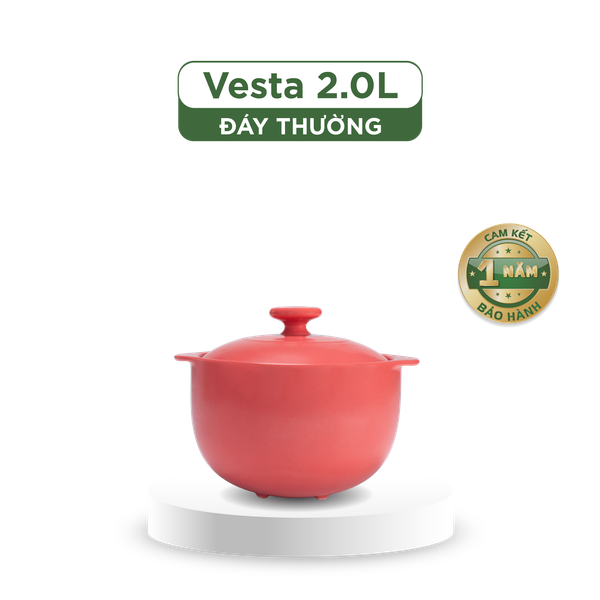 Nồi dưỡng sinh Vesta 2.0 L + nắp (CK) - Healthy Cook - Màu Đỏ 2