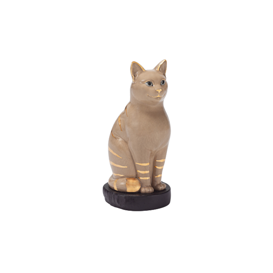 Mèo Đại Cát - Trang trí vàng (17.4 cm) - Nâu Nhạt