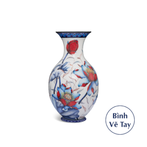 Bình hoa 41 cm - Sen Cobalt Đỏ - Bình Hoa - Trang Trí